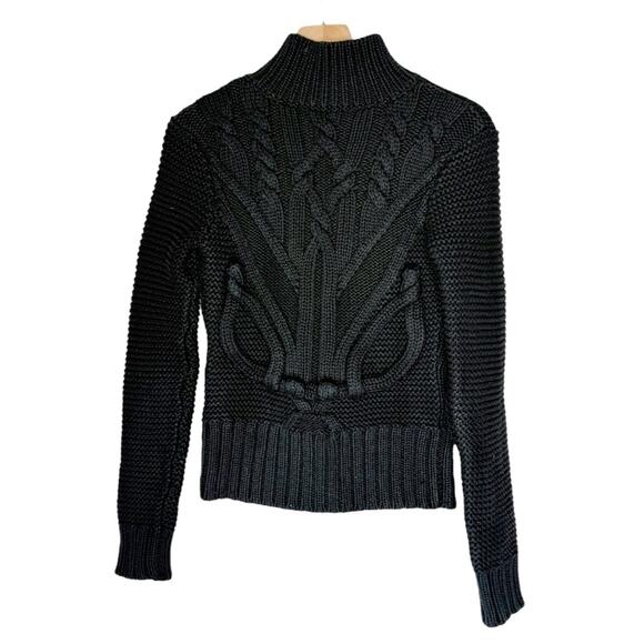 Ted Baker London black heavy cable knit sweater jacket size 2 - Picture 3 of 8